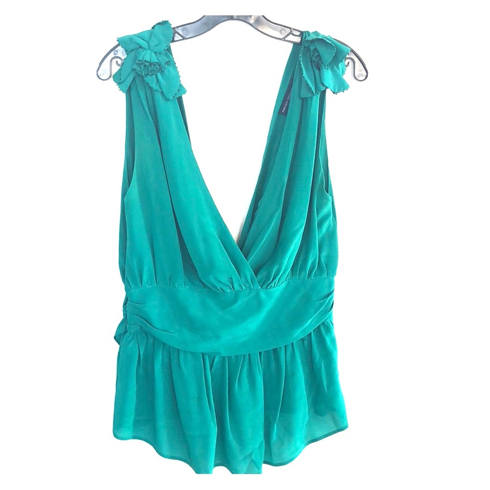 French Connection Green Silk Top Size 10